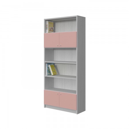BOOKCASE OF 4 SHELVES AND CUPBOARDS