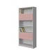 BOOKCASE OF 4 SHELVES, CUPBOARDS AND DRAWERS