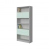 BOOKCASE OF 4 SHELVES, CUPBOARDS AND DRAWERS