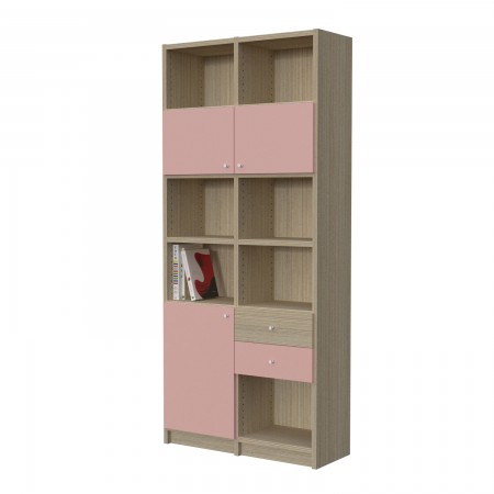 BOOKCASE WITH 7 SHELVES WITH 2 DRAWERS AND THREE DOORS