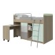 "MAGIC" BUNK BED WITH STORAGE SPACES AND DESKTOP ON WHEELS