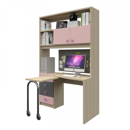 BOOKCASE WITH CURVED DESK COMPOSITION