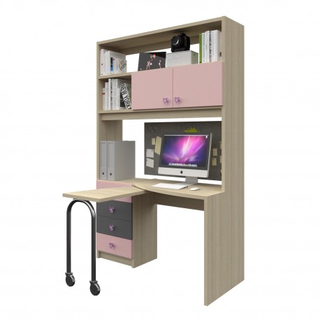 BOOKCASE WITH CURVED DESK COMPOSITION