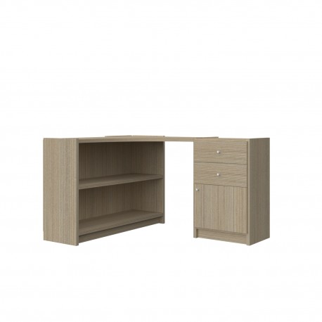 CORNER DESK WITH BOOKCASE AND DRAWERS