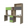 BOOKCASE WITH DOUBLE DESK COMPOSITION AND DRAWERS