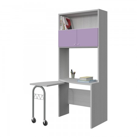 BOOKCASE WITH CURVED DESK COMPOSITION WITH 1 SHELF AND TWO CUPBOARDS